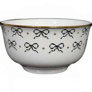 2 Yedi Gold Bows on White Tidbit Bowls Ceramic 4.5" Kitchen Coquette Bridal Bow